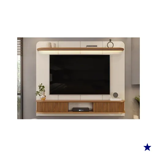Home p/ TV até 75 Pol Capri c/ Led e 2 Portas 215x170cm Off White/Freijó - DJ…