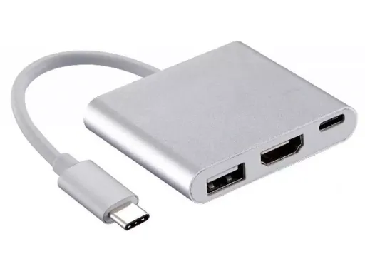 Cabo Adaptador Conversor USB Tipo-C 3.1 (M) x HDMI (F) / USB Tipo-A 3.1 (F) /…
