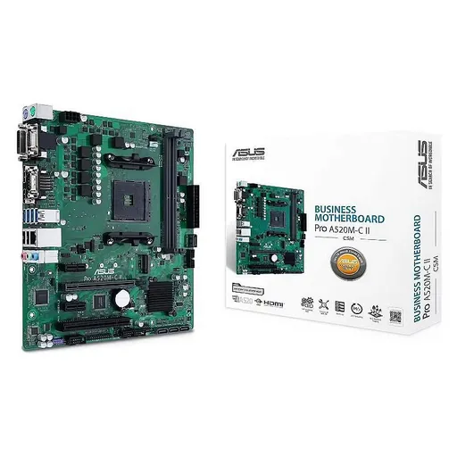 Placa Mãe Asus Pro A520M-C II/CSM Socket AM4 Chipset AMD A520 DDR4 Micro ATX