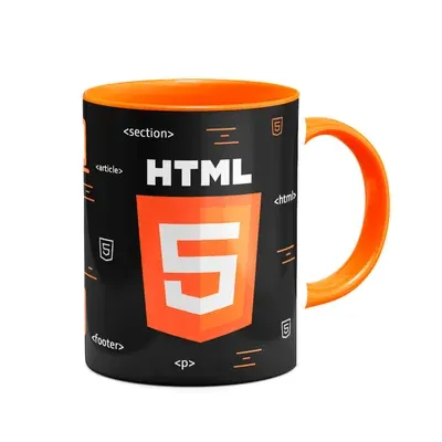 Caneca, Dev, HTML, Cerâmica, 325ml, Dark B-Orange