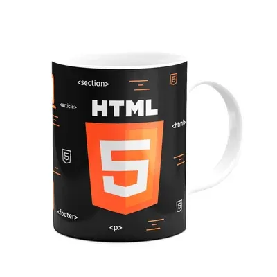 Caneca HTML 5, Cerâmica, 325ml, B-dark