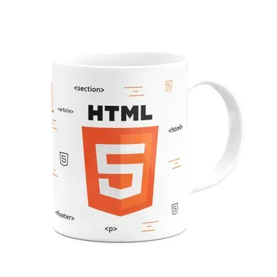 Caneca HTML 5, Cerâmica, 325ml, Branca