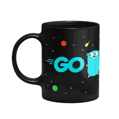 Caneca Dev, Go Lang, Cerâmica, 325ml, Preta