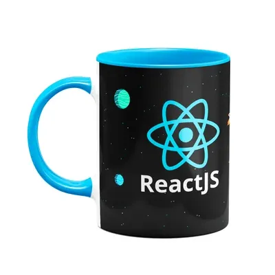 Caneca, Dev, Reactjs, Cerâmica, 325ml, Dark B-blue