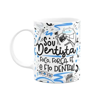 Caneca Flork Profissões, Sou Dentista - Branca