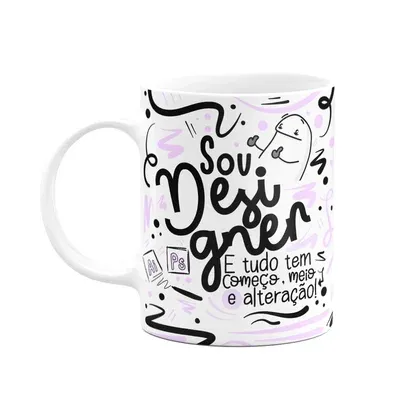 Caneca Flork Profissões, Sou Designer - Branca