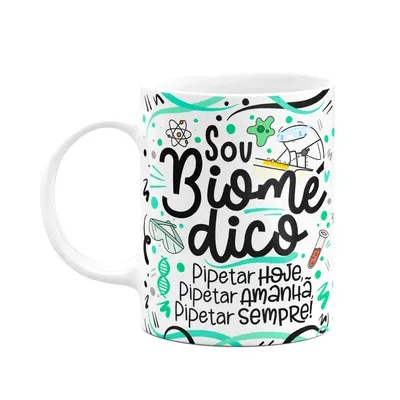Caneca Flork Profissões,  Sou Biomédico - Branca