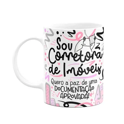 Caneca Flork Profissões, Sou Corretora De Imóveis