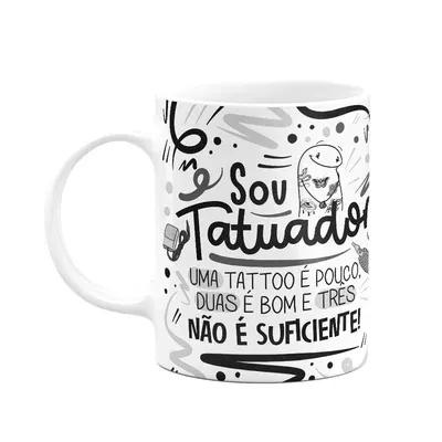 Caneca Flork Profissões, Sou Tatuador - Branca