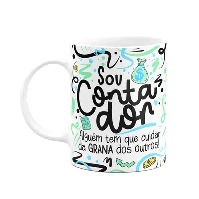 Caneca Profissões,Sou Contador - Branca