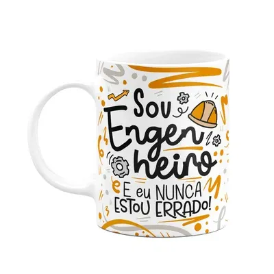 Caneca Profissões, Sou Engenheiro - Branca