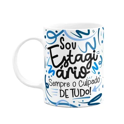 Caneca Profissões, Sou Estagiário - Branca
