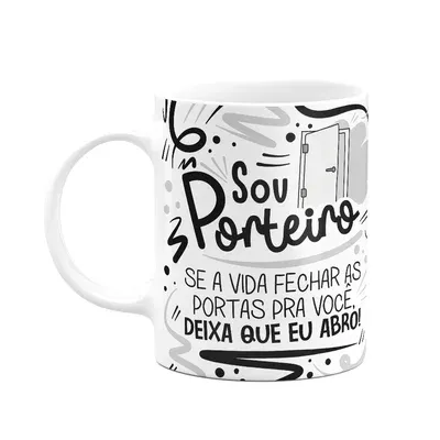 Caneca Profissões, Sou Porteiro - Branca