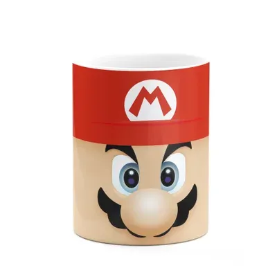 Caneca Gamer Mario Broz Face,Branca