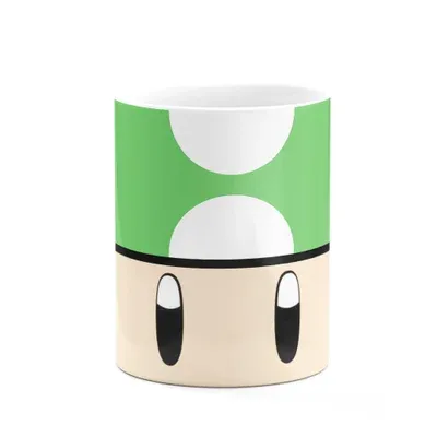 Caneca Gamer Cogumelo Verde Grow Up,Branca