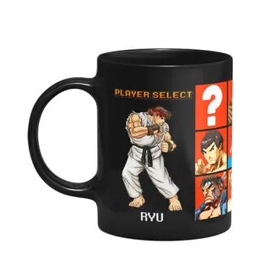Caneca Gamer,Street Fighter Player Select,Preta