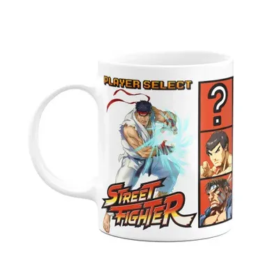 Caneca Gamer,Street Fighter Play Select, Branca