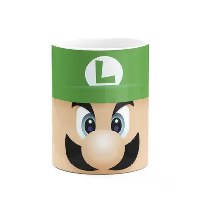 Caneca Gamer Luigi Face, Branca