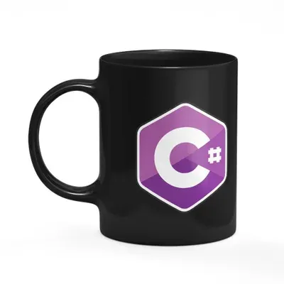 Caneca Geek Dev Programador - C Sharp Glass - Preta