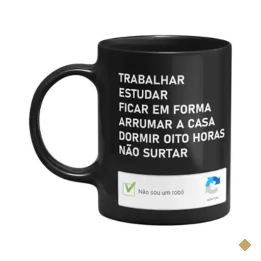 Caneca Geek Divertida  - Não Sou Um Robô - Preta