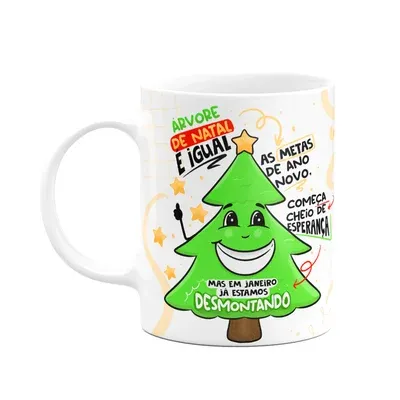 Caneca Jps Info Divertida Natal, Árvore De Natal Vs Metas Do Ano