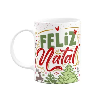 Caneca Natal, Tenha Um Feliz Natal!, Branca
