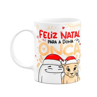 Caneca Flork Natal, Feliz Natal Para A Dona Onça