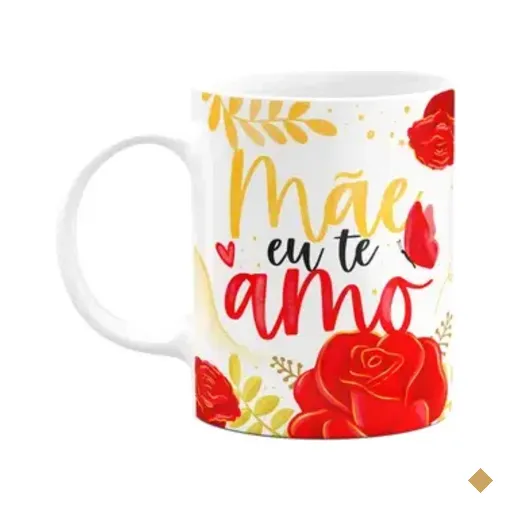 Caneca Floral Mães - Mãe Eu Te Amo! - Branca