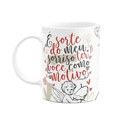 Caneca Namorados Cupid Love - É Sorte Do Meu Sorriso