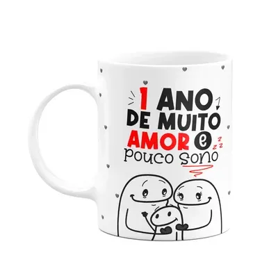 Caneca Flork Namorados - 1 Ano De Muito Amor E Pouco Sono