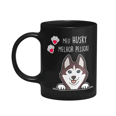 Caneca Dog - Meu Husky Siberiano, Melhor Pessoa! M3 - Preta