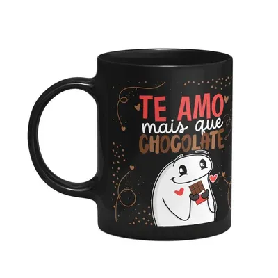 Caneca Divertida Flork - Te Amo Mais Que Chocolate - Preta