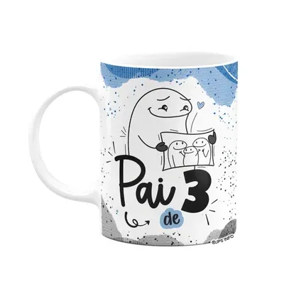 Caneca Flork Pais - Pai De 3 - Branca 325ml