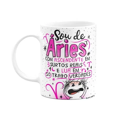 Caneca Funny Signos - Sou De Áries - 325ml Branca