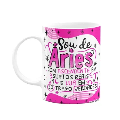 Caneca Divertida Signos - Sou De Áries - 325ml Branca