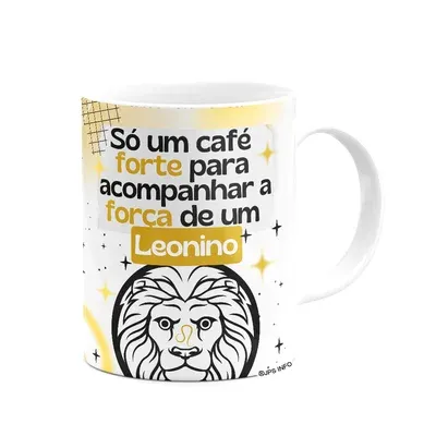 Caneca Divertida Signos Leão - Café E Leonino