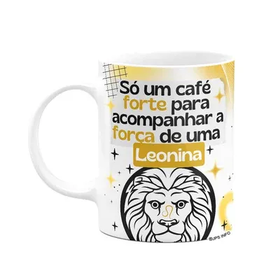 Caneca Divertida Signos Leão - Café E Leonina