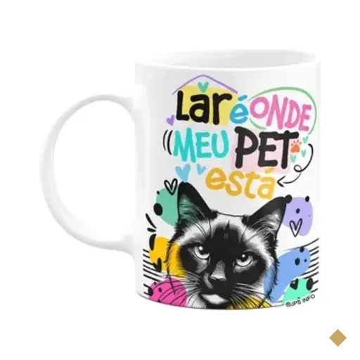 Caneca - Lar É Onde Meu Pet Está - Gato Siamês