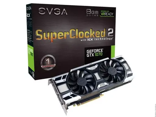 Placa de Vídeo EVGA GeForce GTX 1070 SC2 8GB DDR5 256-bit PCI Express 3.0 x16
