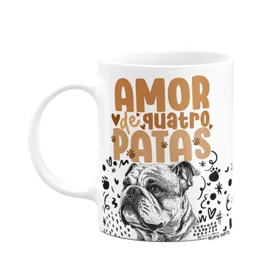 Caneca - Amor De Quatro Patas - Cachorro Buldogue Inglês