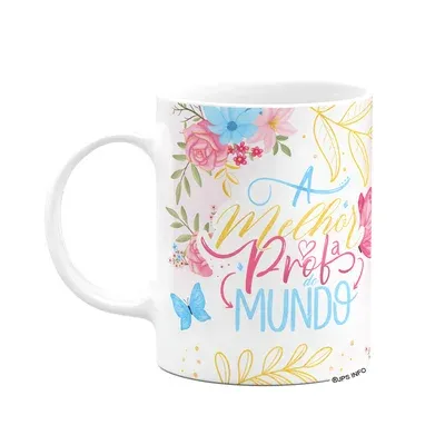 Caneca Floral Professor - A Melhor Professora Do Mundo