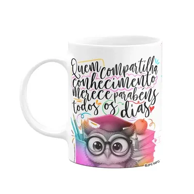 Caneca Professor Coruja - Quem Compartilha Conhecimento