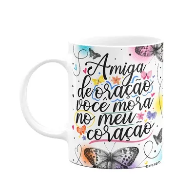 Caneca Amizade - Amiga De Oração Mora No Meu Coração
