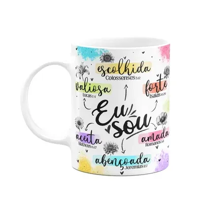 Caneca Amor E Fé - Eu Sou - 325ml Branca