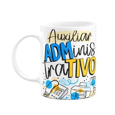 Caneca Profissões - Auxiliar Administrativo - 325ml Branca