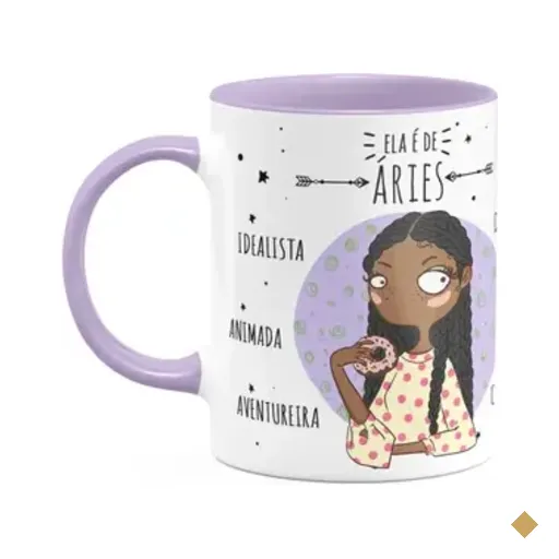 Caneca Signos Cartoon - Ela É De Áries - B-lilac - M2