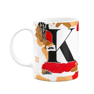 Caneca Do Pai - Inicial Do Nome Letra K - Bg-red
