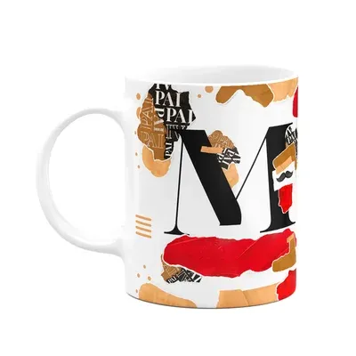 Caneca Do Pai - Inicial Do Nome Letra M - Bg-red