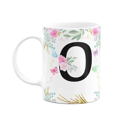 Caneca Floral - Inicial Do Nome Letra O - 325ml
