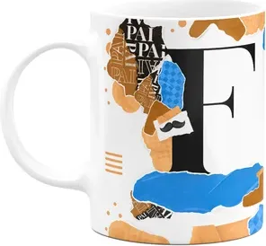 Caneca Do Pai - Inicial Do Nome Letra F - Bg-blue